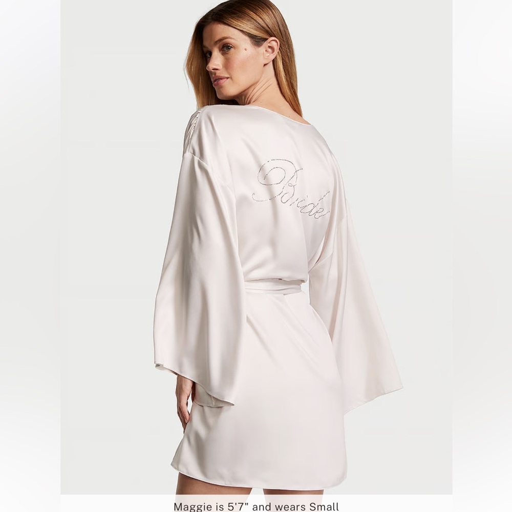 Victoria’s Secret Bride Embellished Satin Short Robe